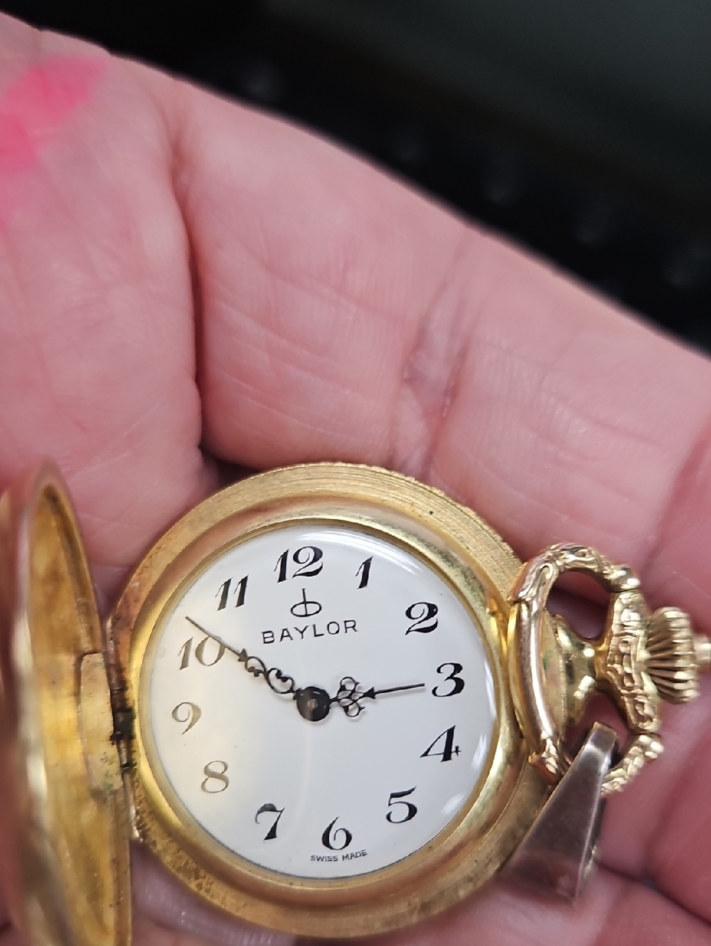 Women's Gold Pocket Watch - White Dial